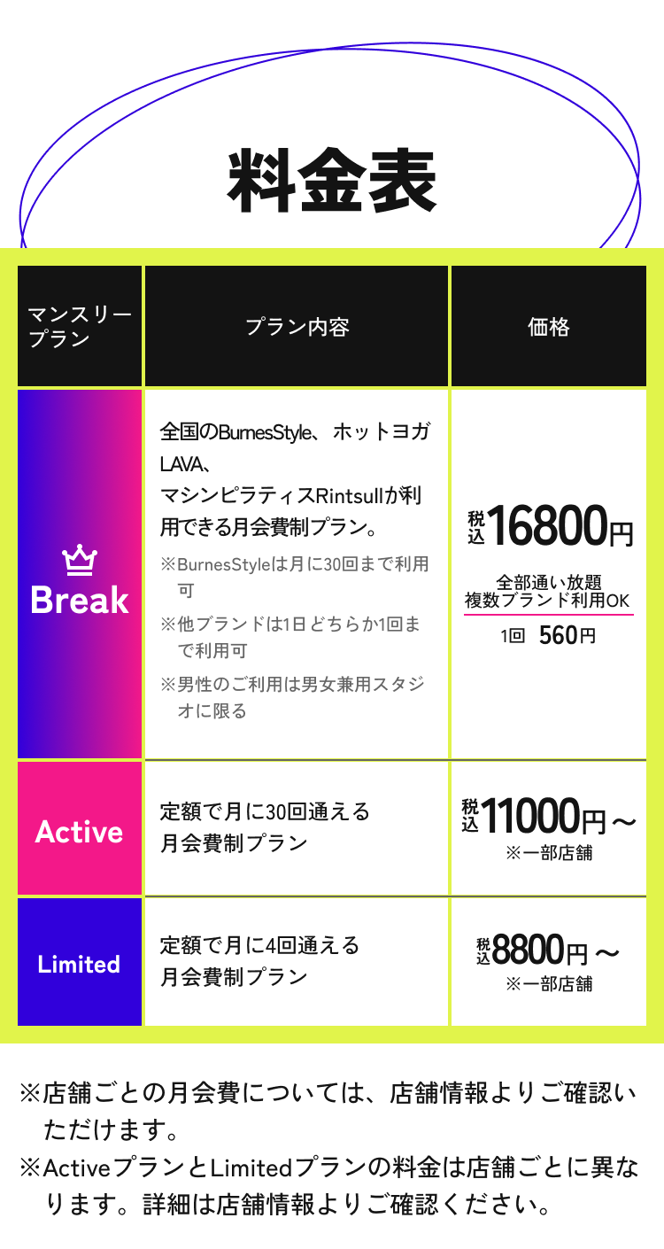 料金表