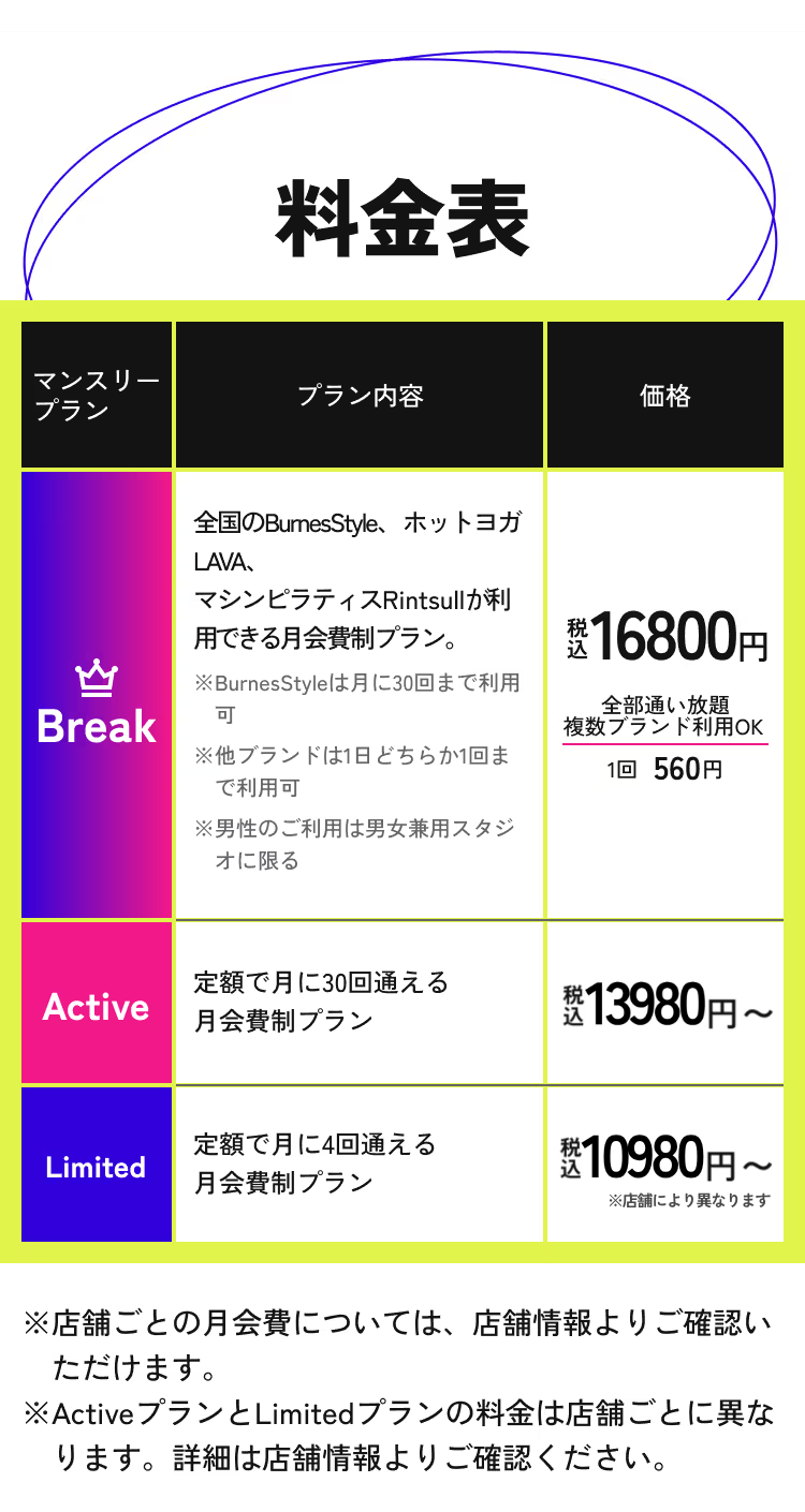 料金表