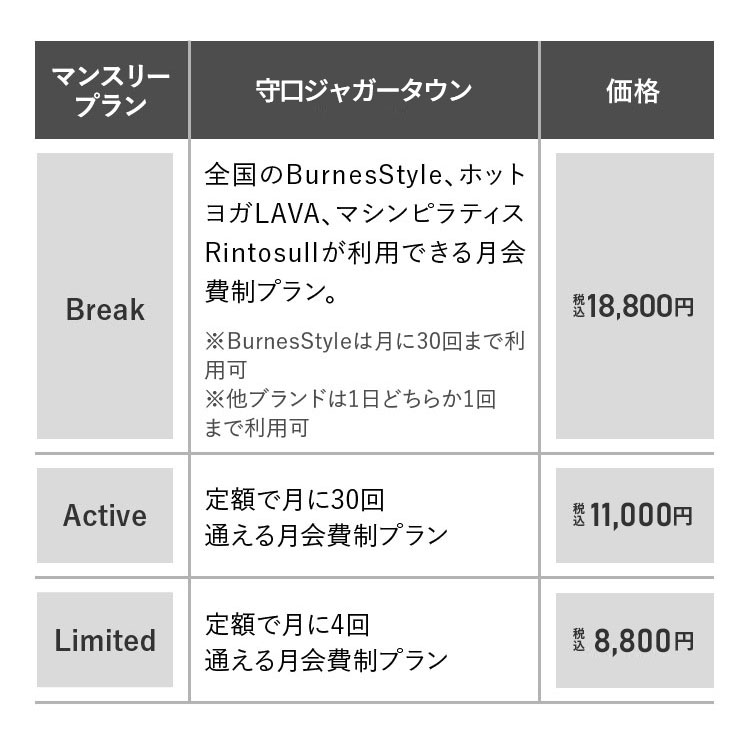 守口店 料金表 