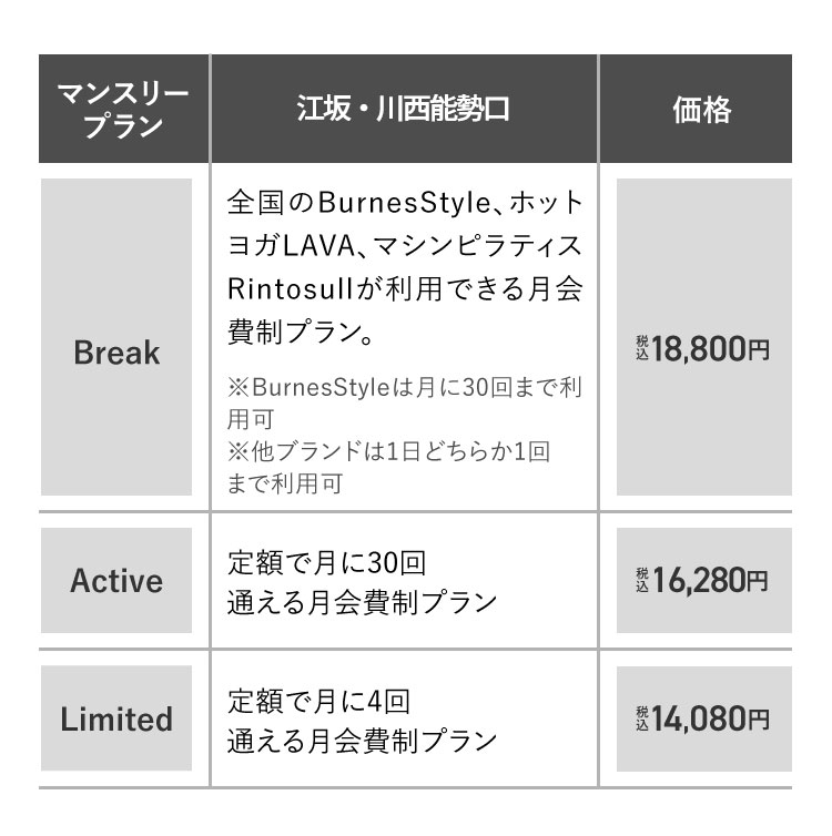 江坂 料金表